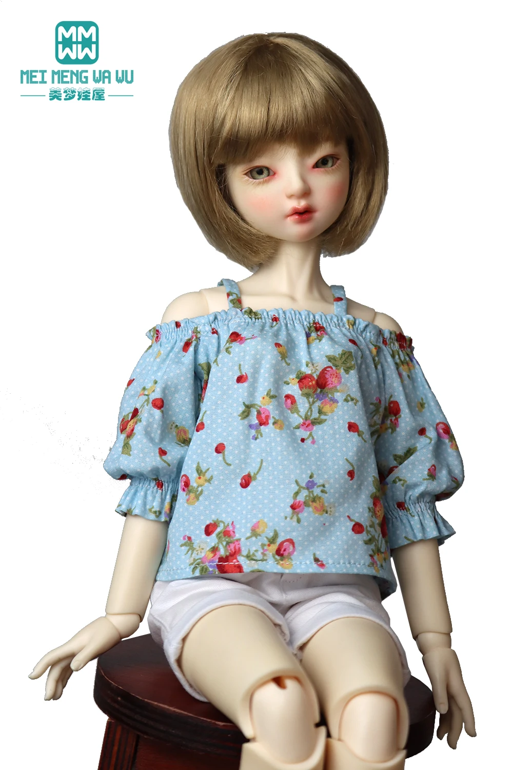 

BJD doll clothes 43--45cm Spherical joint doll 1/4 BJD MSD Fashion suspender shirt, denim shorts