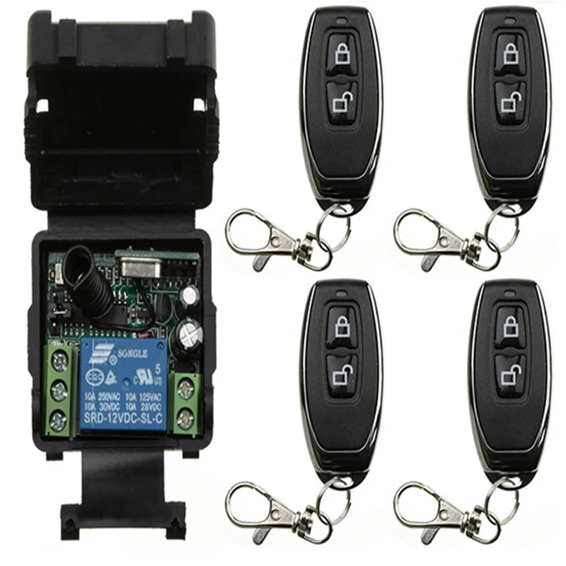 

Mini Wireless RF Remote Control Light Switch 10A Relay Output Radio DC 12V 24V 1 CH Channel 1CH Receiver Module +Transmitter