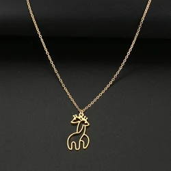 Stainless Steel Necklaces Giraffe Animal Fashion Pendants Chain Choker Fine Charm Necklace For Women Jewelry Party Friend Gifts