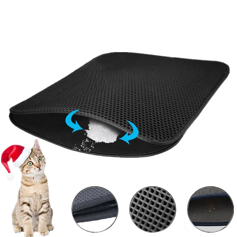 

Double Layer Cat Litter Mat Waterproof Pet Cat Litter Trapping Catcher Mat Foldable Kitty Litter Pad EVA Easy Clean Cat Products