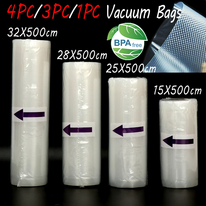 

Vacuum Bags for Food Vacuum Sealer Food Fresh Long Keeping 15+25+28+32cm*500cm Rolls/Lot Bags for Vacuum Packer