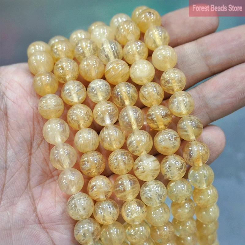 Smooth Citrines Quartz Loose Round Beads Natural Stone Beads 15\