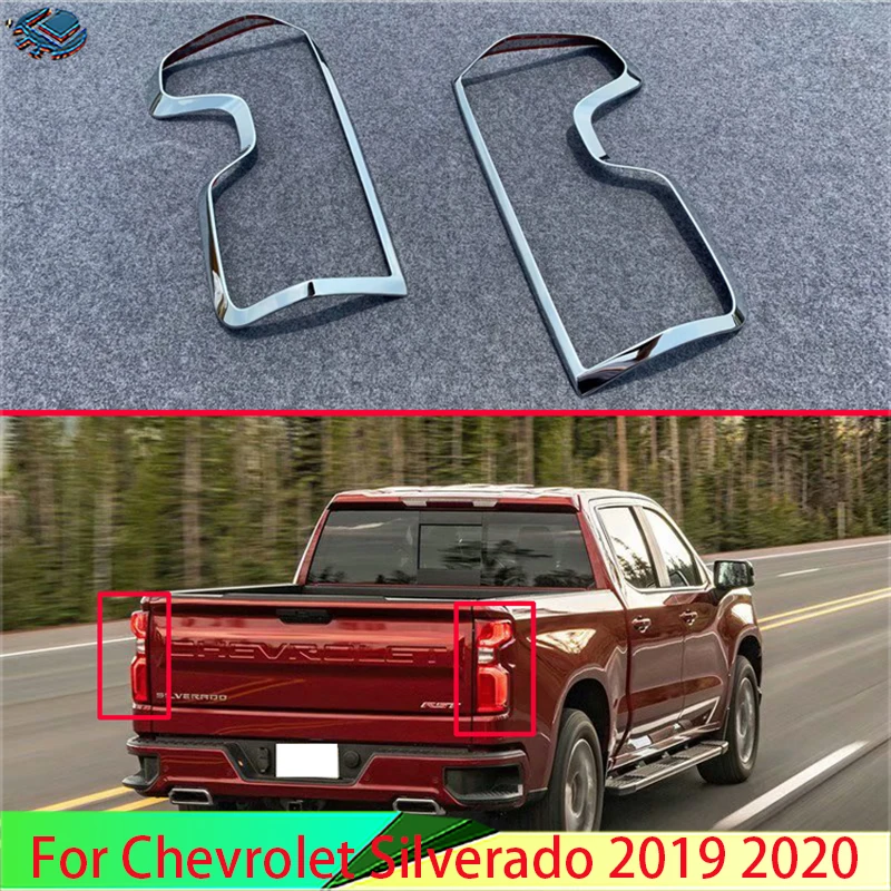 For Chevrolet Silverado 2019 2020 Car Accessories ABS Chrome Tail Light Rear Back Frame Lamp Cover Trim molding