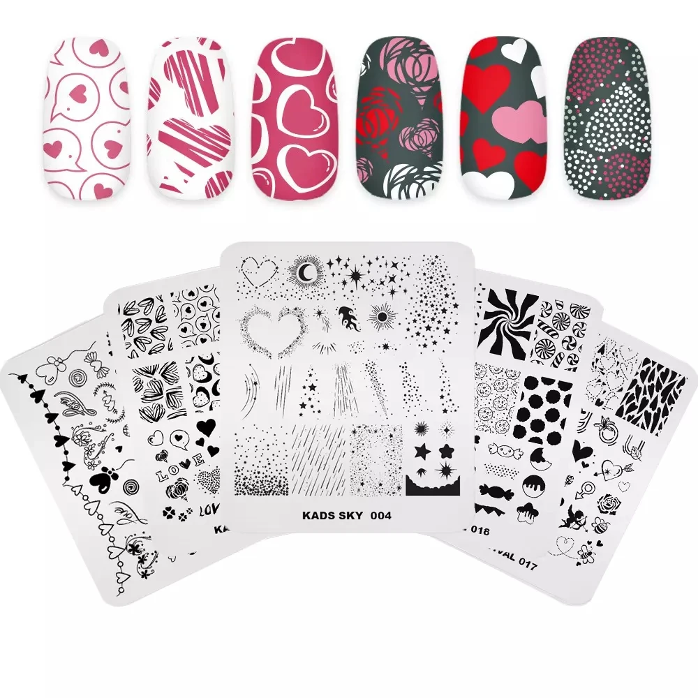 Valentine's Day Nail Stamping Plates Love Lips Heart Pattern Nail Art Plate Overprint Stamp Stencils Nail Art Design Mold