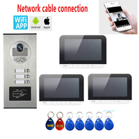 Wired wifi 7inch Monitor Video Door Phone Doorbell Video Intercom Entry System +RFID Camera + Android Ios APP control