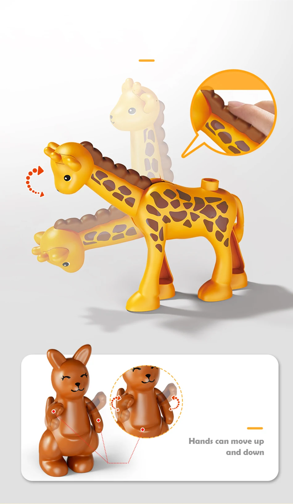 NEUE Große Größe Bausteine Zubehör Figuren Tiere Block Dinosaurier Känguru DIY Ziegel Montage Spielzeug Für Kinder Kinder Geschenk – Detail 6