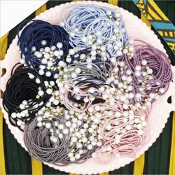 20Pcs/Lot Women Hair Accessories Pearl Elastic Hair Bands Flower Headdress 3in1 Rubber Band Cute Scrunchies Hair Bands For Girls