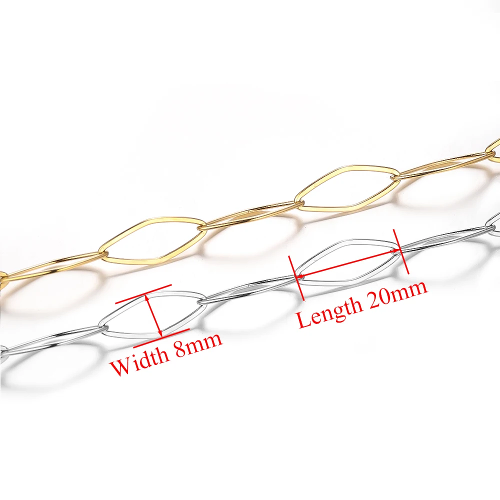 1 Meter Edelstahl-Rhombus-Ketten in Großpackung, DIY-Halsketten-Zubehör, Schmuckherstellungszubehör, Großhandel für Bastelbedarf – Detail 6
