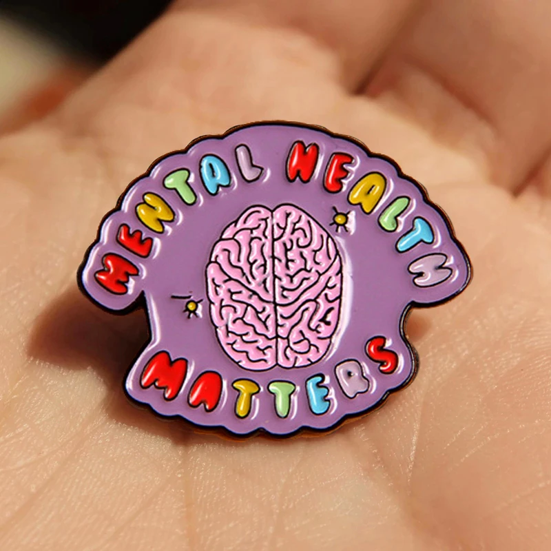 Mental Wellbeing Fight The Stigma Psychology Therapy Disease Awareness Brain Depression Anxiety Inspirational Enamel Pin Brooch