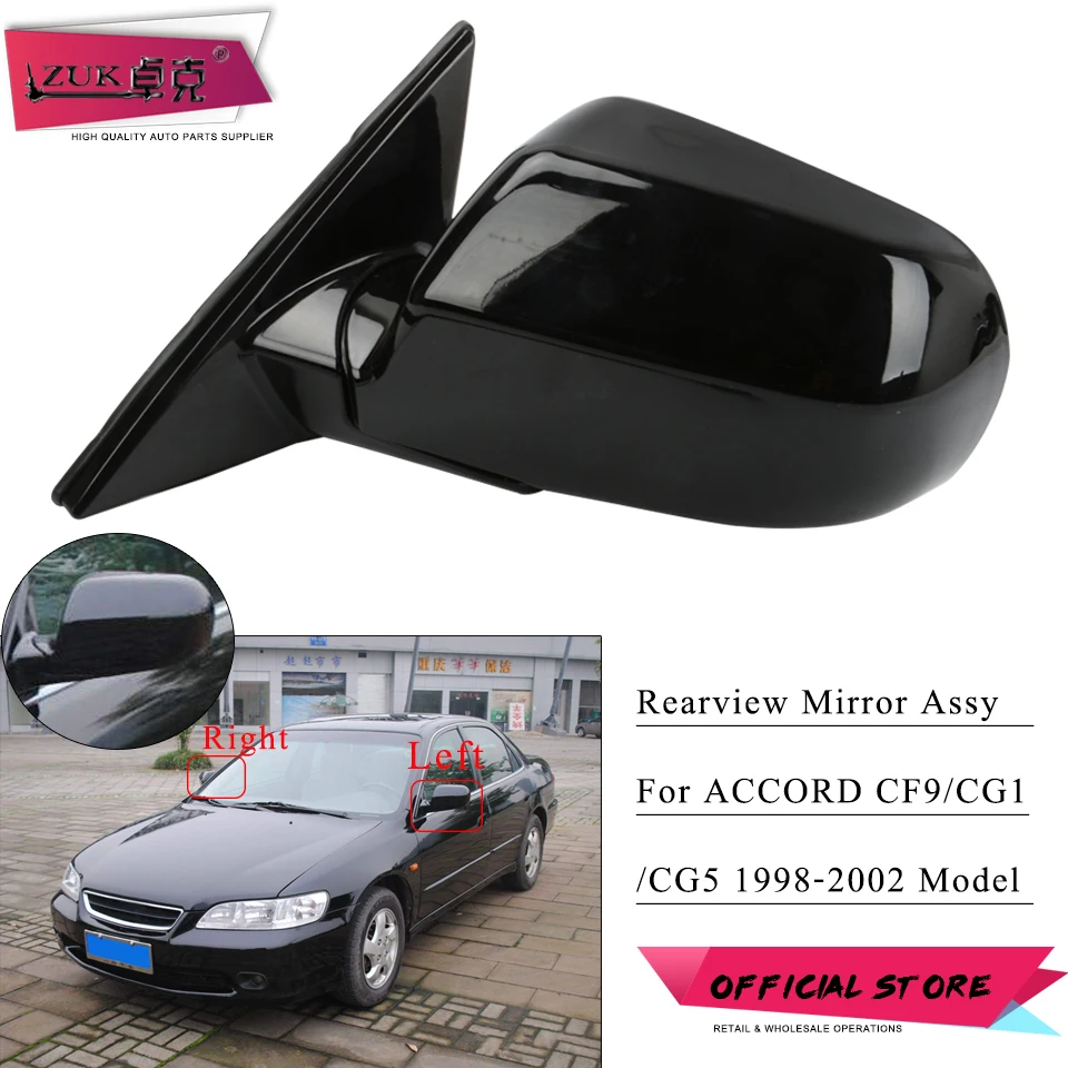 ZUK Car Side Mirror Assembly For HONDA ACCORD 1998 1999 2000 2001 2002 CF9 CG1 CG5 Exterior Rearview Mirror Assy Black 3-PINS