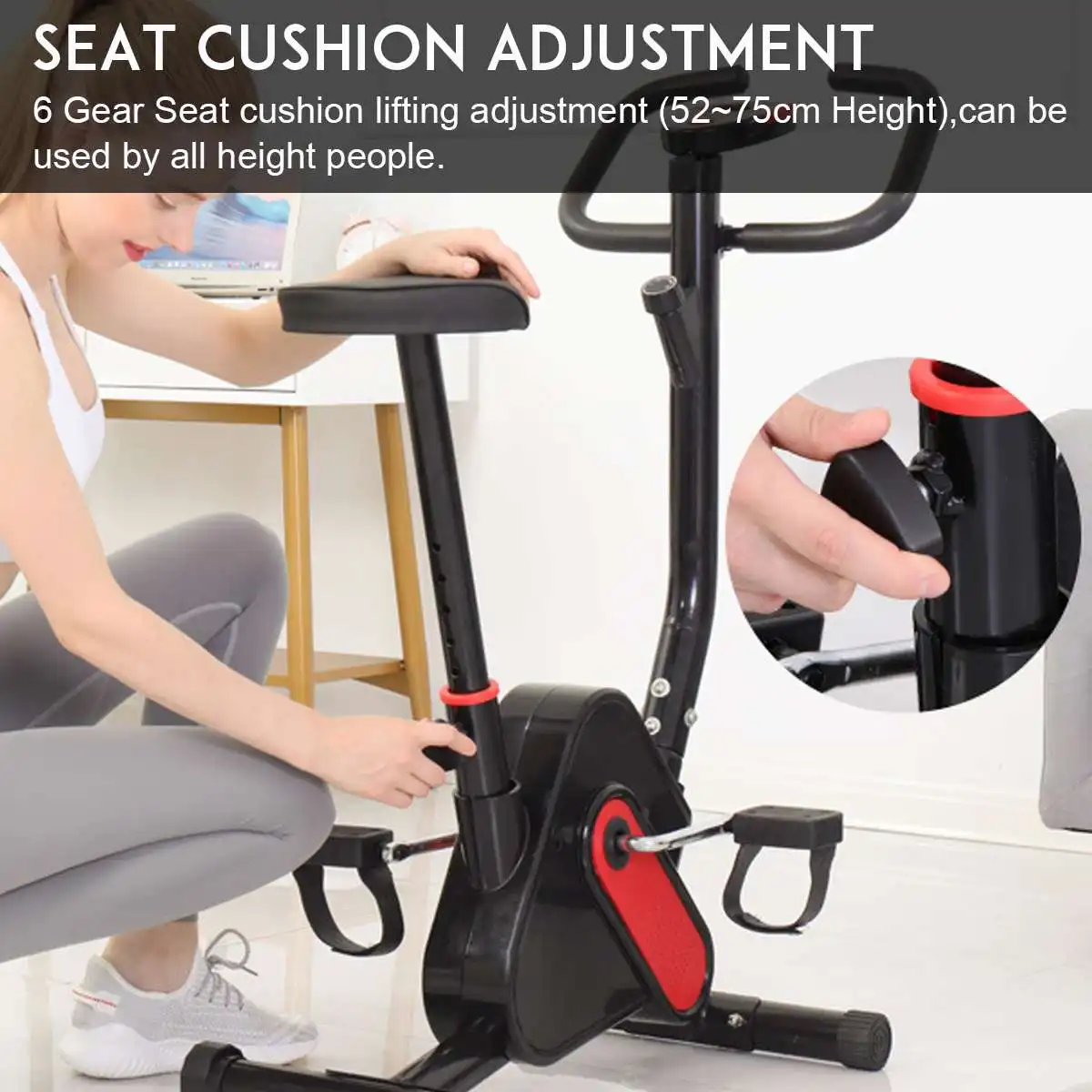 LED Display Cycling Machine Workout Training Comfortable Fitness 6 Gear Adjusable Indoor Cycle Exercise Bike Cardio Fitness Gym