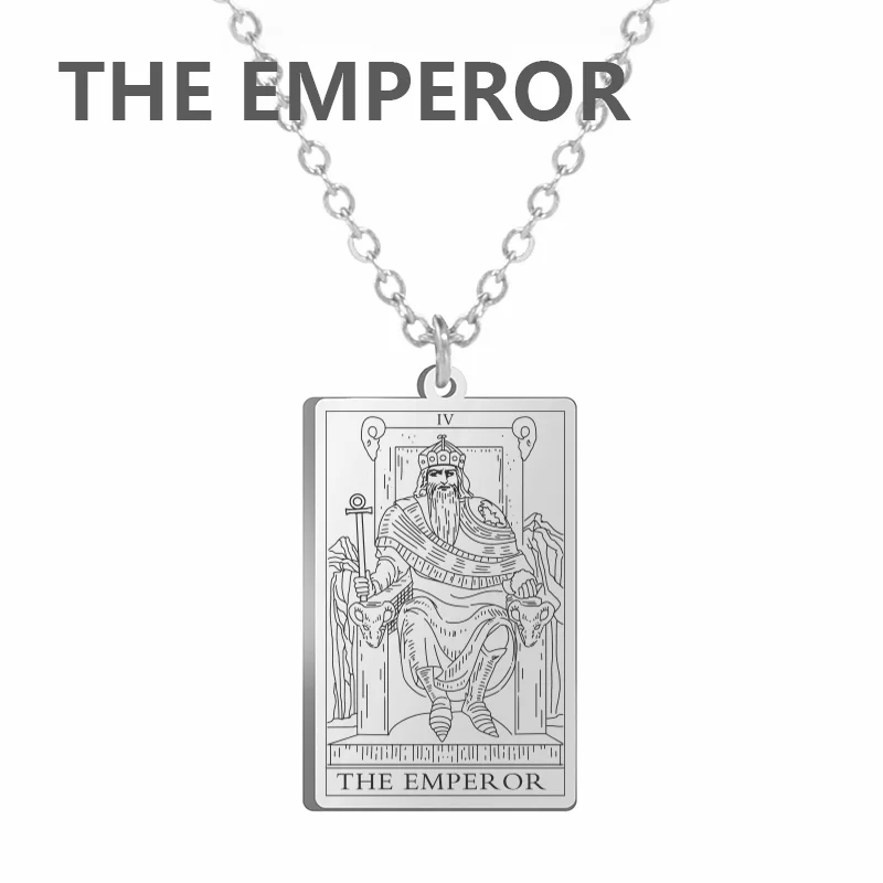 Dawapara Tarotkarten Halskette Damen Edelstahl Halskette Reichtum Amulett Klassisches Tarot Major Arcana Wahrsagerei Charm Schmuck