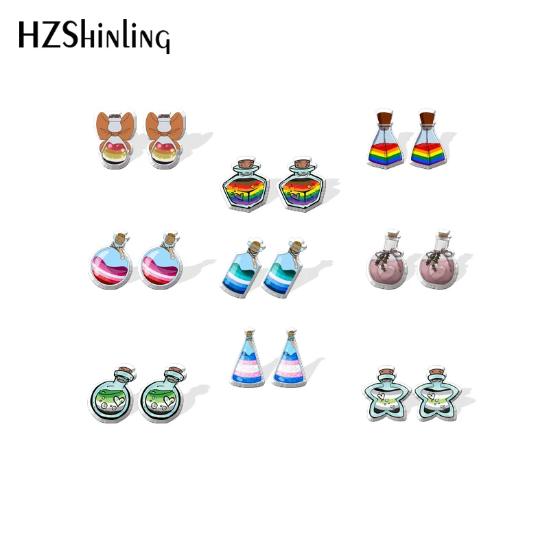 2021 New Pride Potions Stud Earring Love Magic Crystal Acrylic Resin Earrings Epoxy Handmade Jewelry Gifts Girl