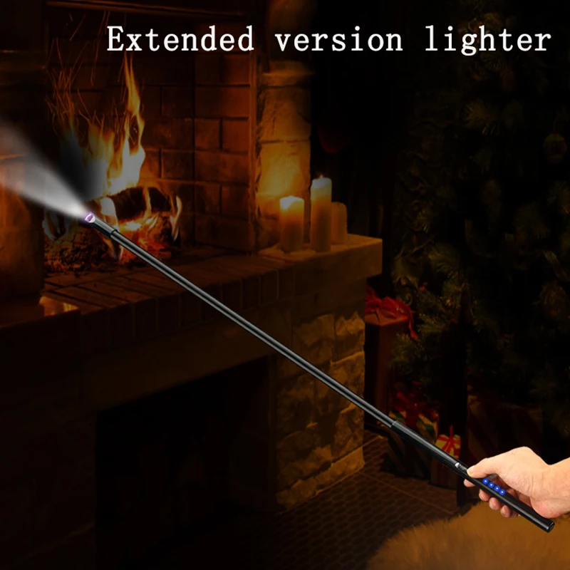 Kitchen Stove Electric Pulsed Arc Candle Lighter Super Long Neck with LED Lighting LED Battery Display Safety Switch