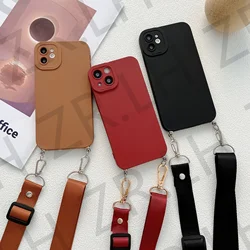 Crossbody Necklace Lanyard Strap Chain Phone Case For iPhone 16 15 14 13 11 12 Pro Max XS X SE 7 8 Plus XR Silica gel TPU Cover