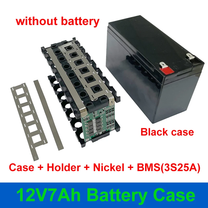 12V 7Ah Batterij Case Fit 21Pcs 18650 Cellen 12V7Ah Lege Doos 3*7 Houder 3S25A Bms Nikkel strip Opbergdoos Voor Diy Batterij
