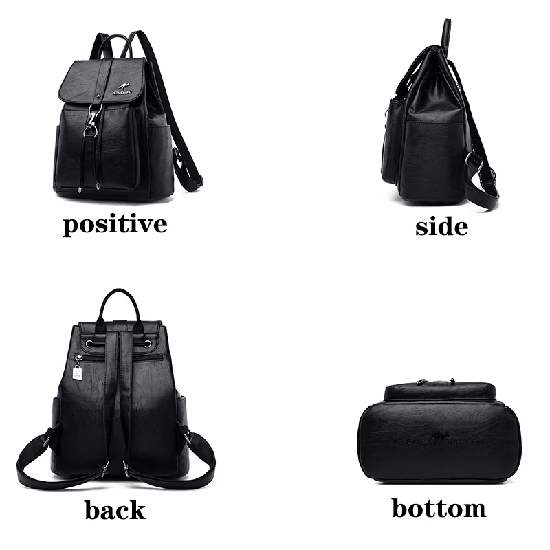 New Luxury Women Backpack Vintage Travel Soft Leather Backpack Large Capacity Bookbag High Quality School Bags for Teenage Girls