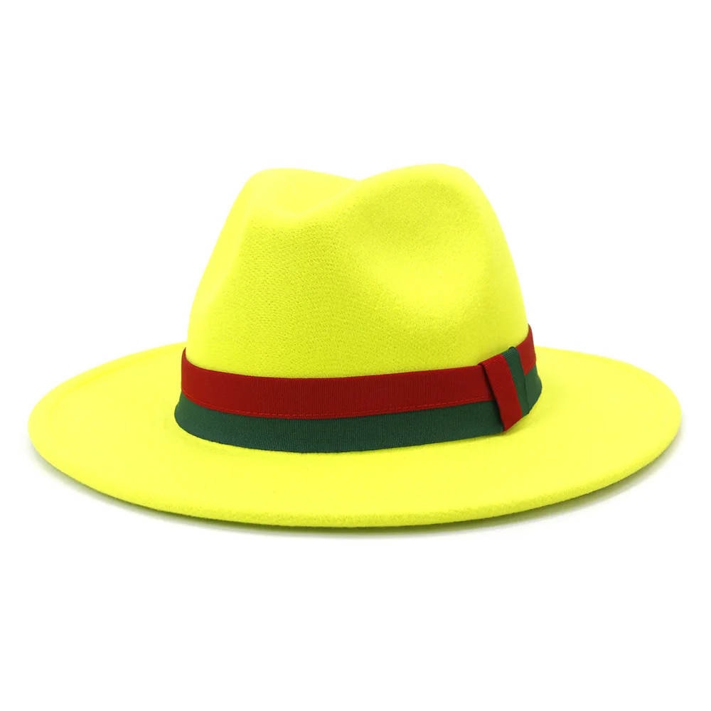 Lime green new Fedora hat wholesale rope accessories colorful western stage performance jazz hat top hat кепка мужская