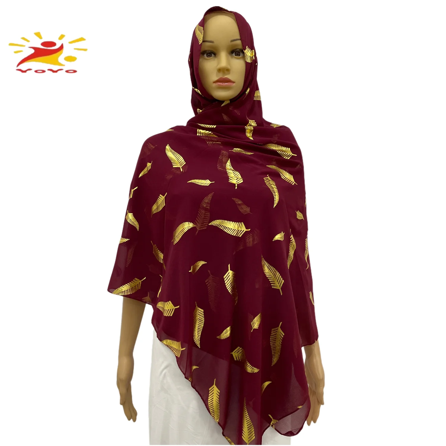 Chiffon Bronzing Fabric Hijab Scarf Women Muslim Fashion Headscarf Wrap Islamic Long Shawl Pashmina Scarves Soie De Medine