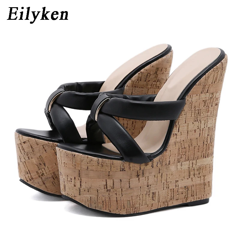 Eilyken Super High Heels Women Wedge Slippers Fashion Gladiator Roman Open Toe Platform Sandals 2024 Summer Female Party Shoes