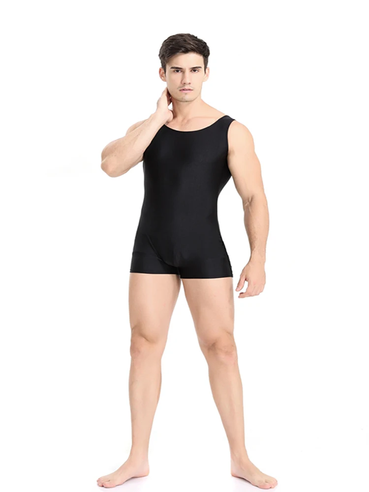 Speerise Mens Tank Shorty Unitard Dancewear Leotard Mens Biketard Ballet Dance Leotard Male Flesh Colored Spandex Unitard