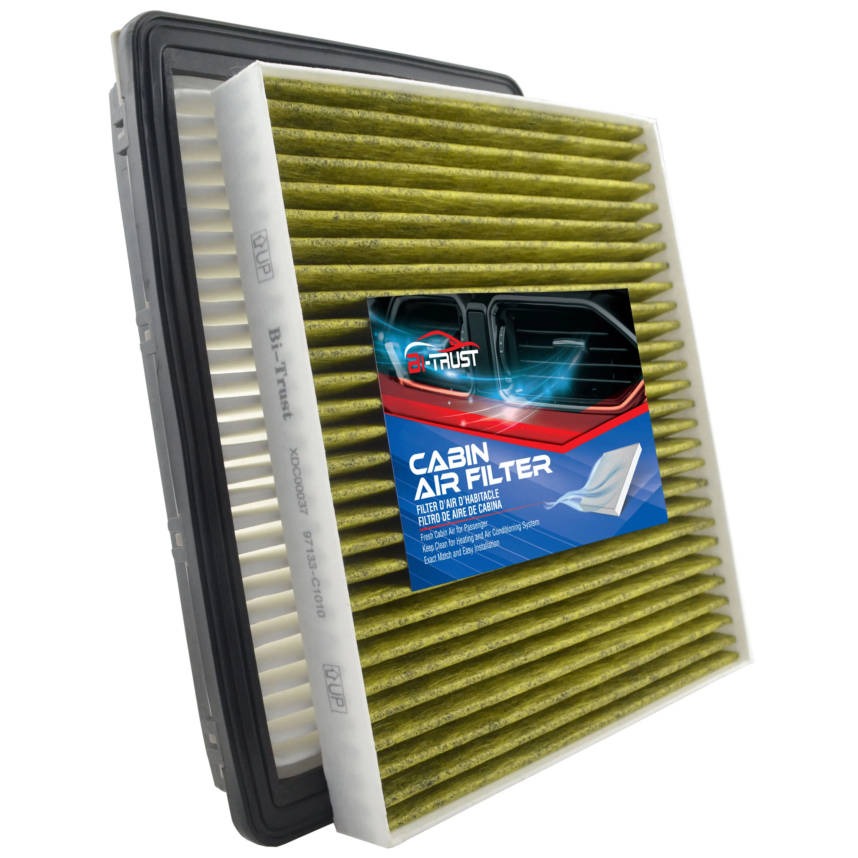 Bi-Trust Set of Engine & Cabin Air Filter Activated Carbon Replacement for Hyundai Sonata 2015 2016 2017 2018 2019 28113-C1100