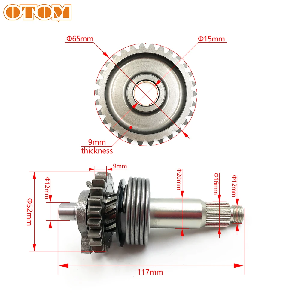 OTOM Motorcycle Start Shaft Axle Assy Start Shaft w/ Idle Gear Set For YAMAHA DT230 MT250 2 Stroke Off Road Engine Part dt 250cc