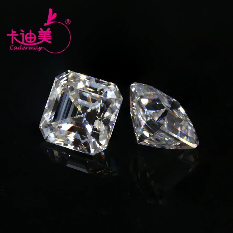 

CADERMAY Factory Price 8x8mm 3ct Asscher Cut Moissanite Stones for Silver Gold Engagement Jewelry Making D VVS1 Fancy Moissanite