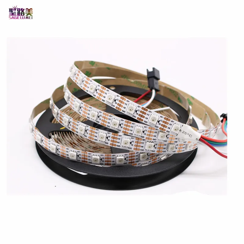 DC5V 1m/5m WS2813 (Dual-signal wires)30/60 leds/m 2813 individually led pixel strip WS2812B Updated Black/White PCB IP30/65/67