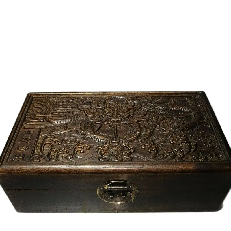 China Old Beijing Old Goods Wood Carving Old Rosewood Wooden Treasure Chest