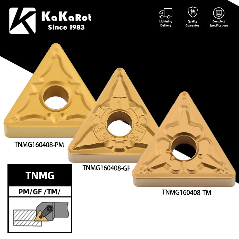 10pcs KaKarot Carbide Insert TNMG160404-TM TNMG160408-PM GF YT6020 External Turning Tools For Steel Metal TNMG Turning Tools