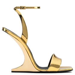 New Summer Metallic Sandals Women Ankle Strap Super High Heels Shoes Women PU Sandalias de las mujeres Fashion Zapatos De Mujer