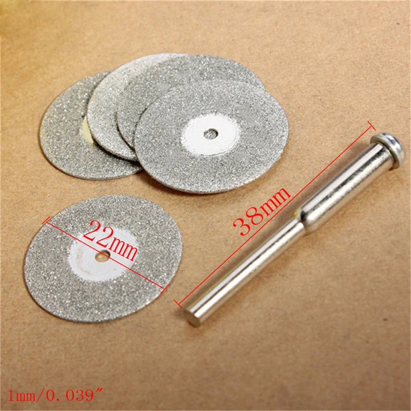 Hot 5 PCS 22mm Emery Diamond cutting blades Drill Bit+1 Mandrel for Set Dropshipping