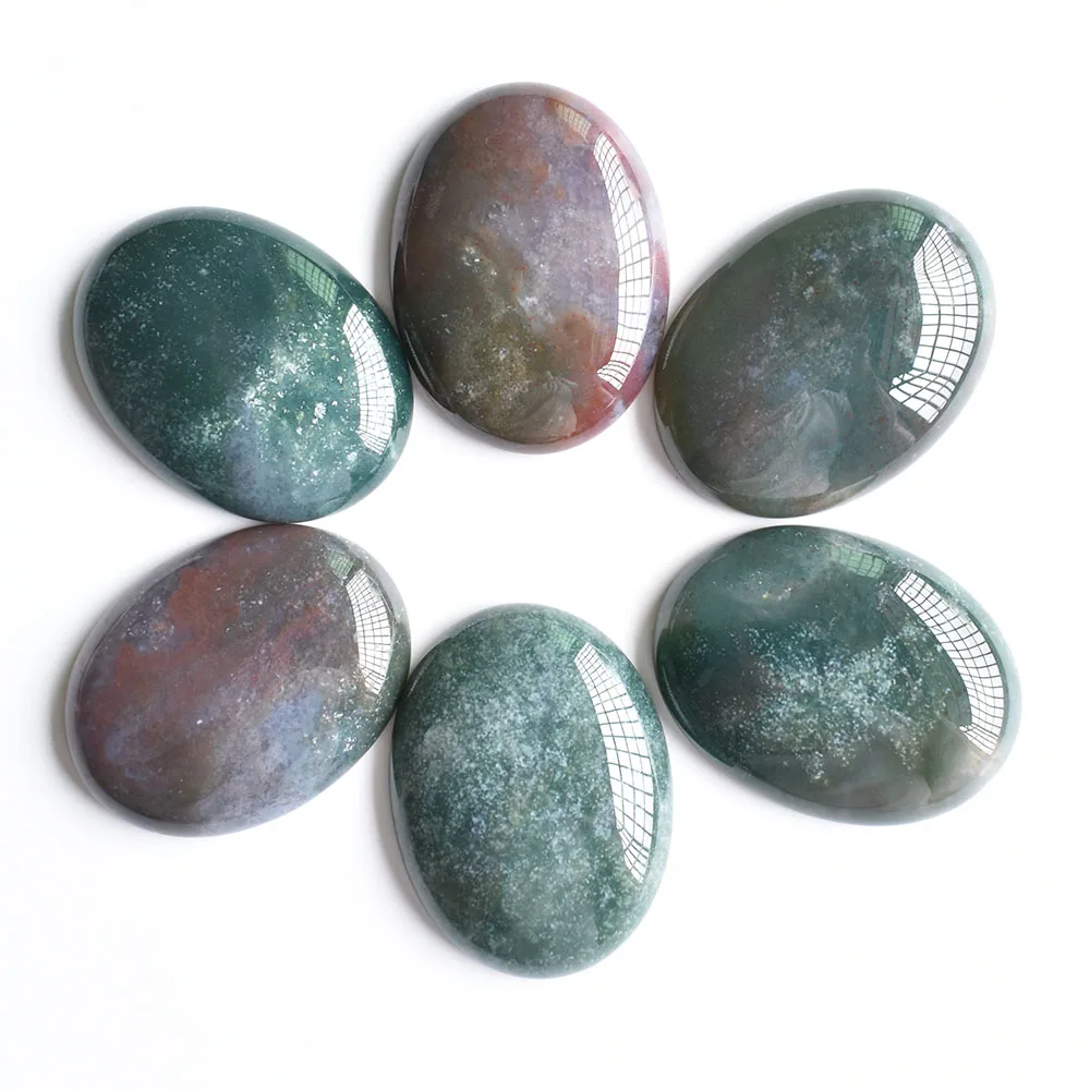 Großhandel 12 Stück/Set modische, sortierte Naturstein-Mischperlen in ovaler Cabochon-Form 30x40mm für DIY-Schmuckzubehör, kostenlos. – Detail 5