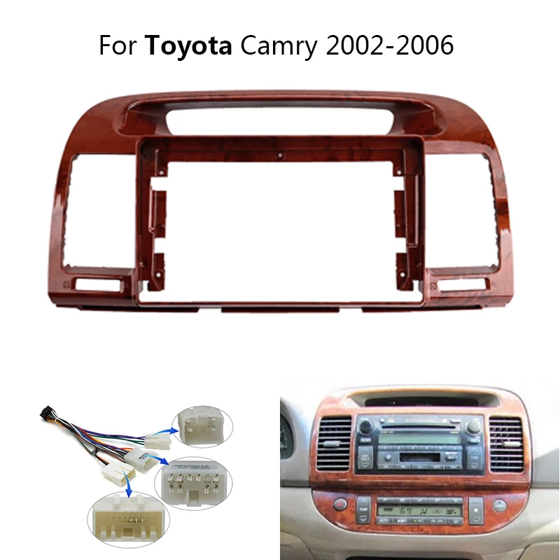 9 Inch 2 Din Car Radio Dash Fascia For Toyota Camry 5 2002-2006 Auto Stereo Panel Mounting CD DVD Head Unit Frame Kit+Harness