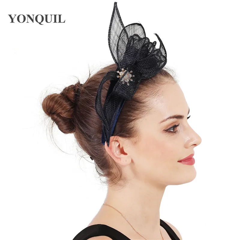 

Ladies Navy Hair Accessories Show Race Millinery Bridal Headawear Women Wedding Party Fascinator Headbands Elegant New Fashion