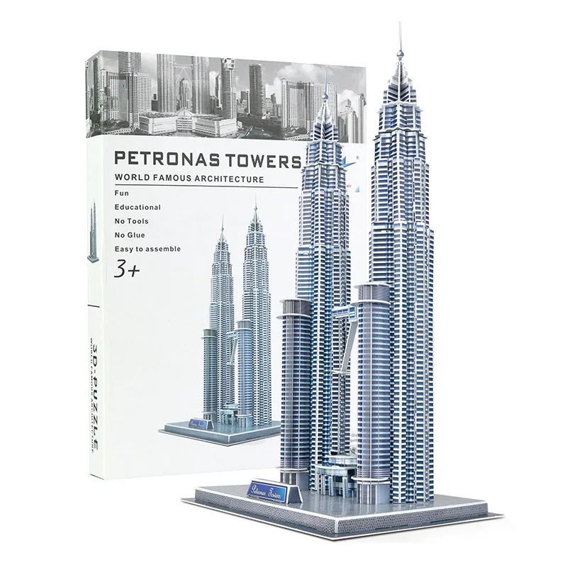 3D Paper Puzzle Building Model Toy Maiden\'s Petronas Tower Bridge Colosseum ST Paul’s Cathedral Great Architecture Travel Gift