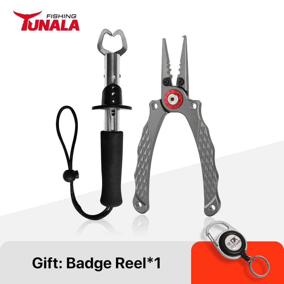 

TUNALA Fishing Pliers Grips Set Aluminium Tongs with Sheath Hook Remover Clamp Grabber Trigger Fishing Tackle Tools Equipments