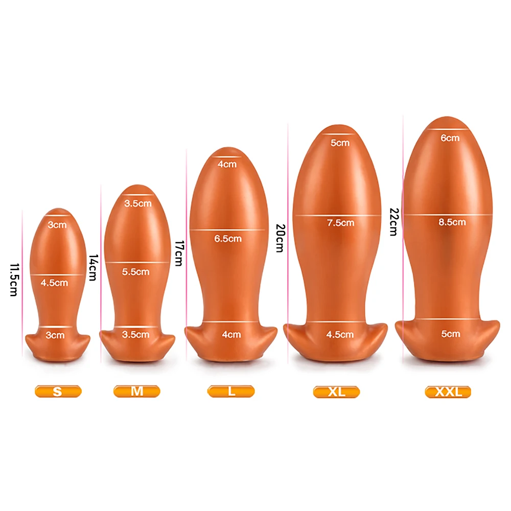 Liquid Silicone Oversize Egg Shape Anal Plug Dildos for Men and Women Soft Big Anal Dilator Massage Stimulate Anus Adult Sex Toy