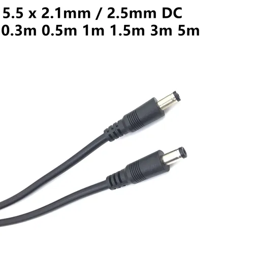 12V DC Power 5,5x2,1mm / 2,5mm macho a 5,5 2,1/2,5mm macho 18AWG Cable de alimentación Cable de enchufe 10A 0,3 M 0,5 M 1m 5M 1,5 M