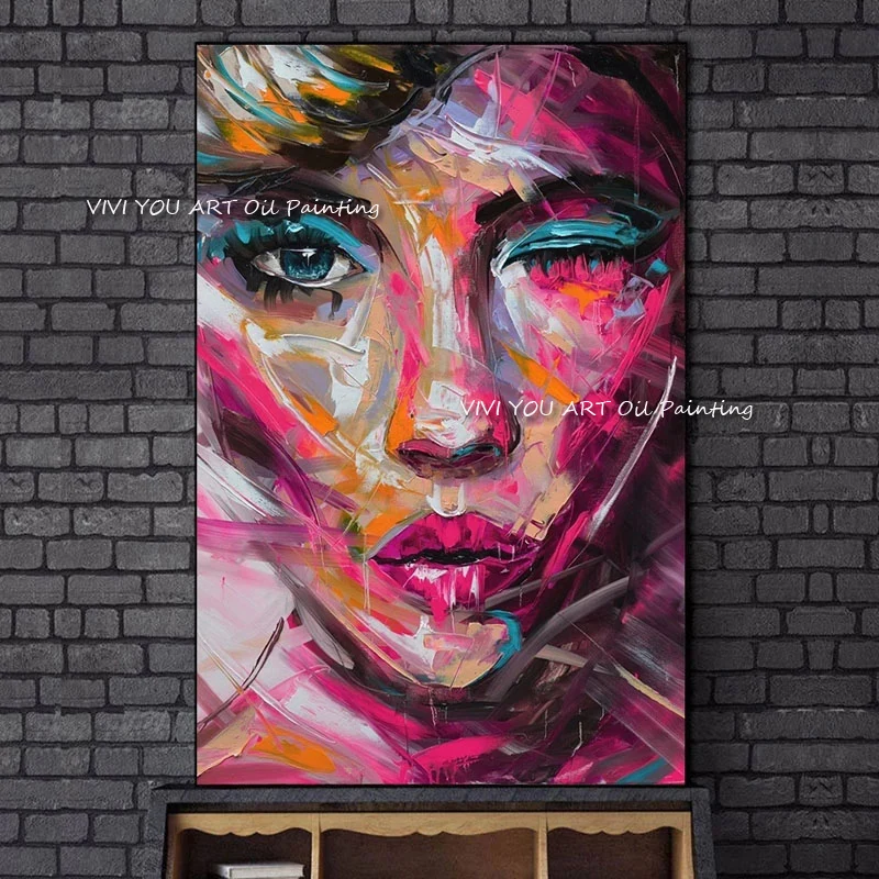 

Sexy Woman Girl Color People Face Handmade Canvas Painting Wall Art Picture for Living Room Cuadros Decor Salon High Quality