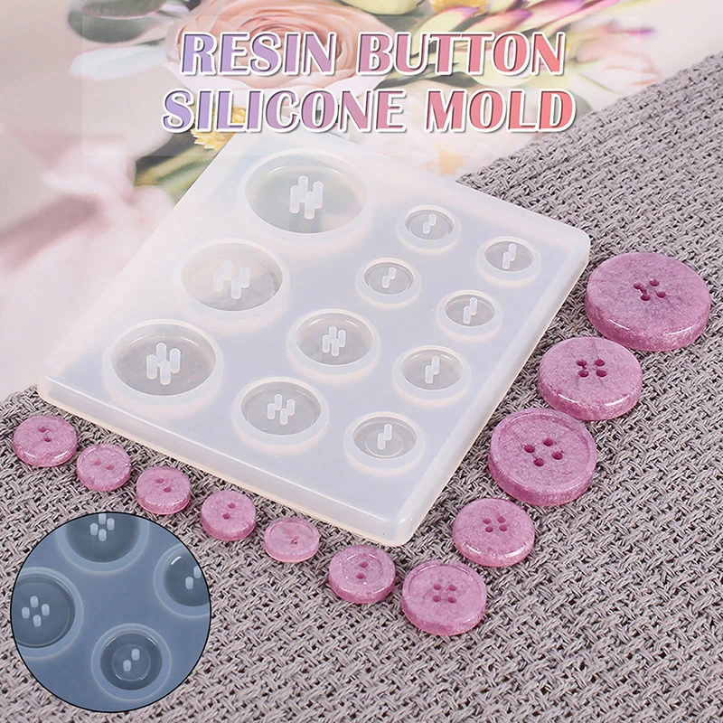 

2021 New DIY Silicone Mold Resin Button Handmade Resin Mold With Hole Pendant Button Heart Letter Pendant Jewelry Making Mould
