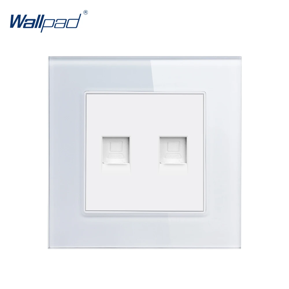 

CAT6 Double Data Socket Wallpad Crystal Glass Panel 110V-250V 10A-16A CAT5 Dual Data Internet Port