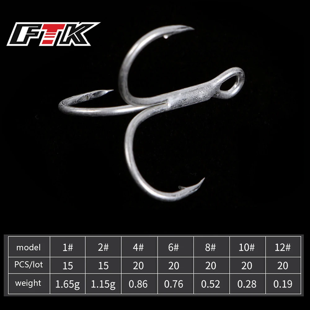 FTK Fishing Hook Baitholder Fly Tying Treble Hook Bass Sharp Barbed Hook Lure Holder Set Saltwater 15/20pcs Needle Fishhook 709