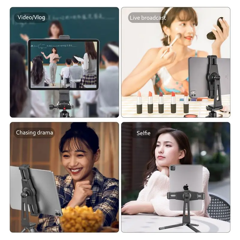 Suporte universal para tablet ulanzi, suporte com ajuste de inclinação 360 ° para ipad mini air pro iphone galaxy vlog