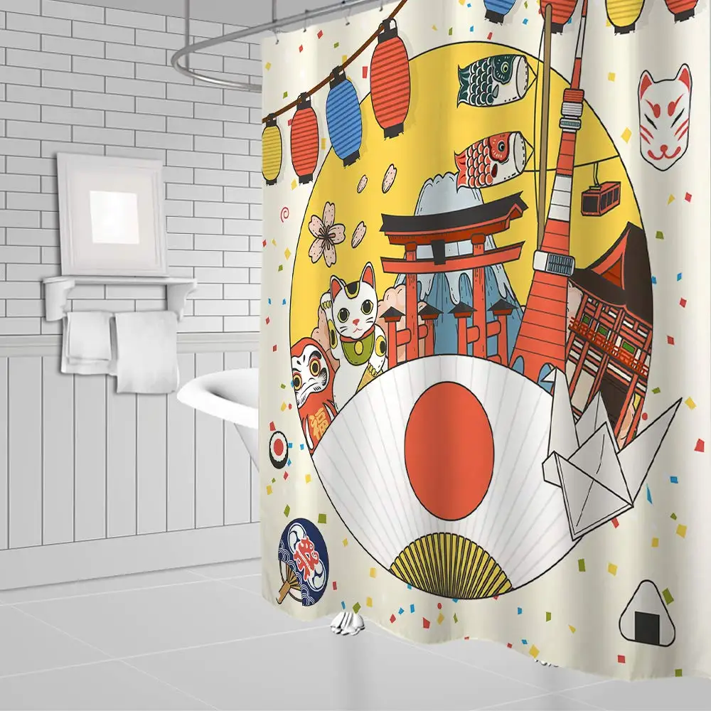 Japanese Cartoon Kids Bathroom Curtain Accessories