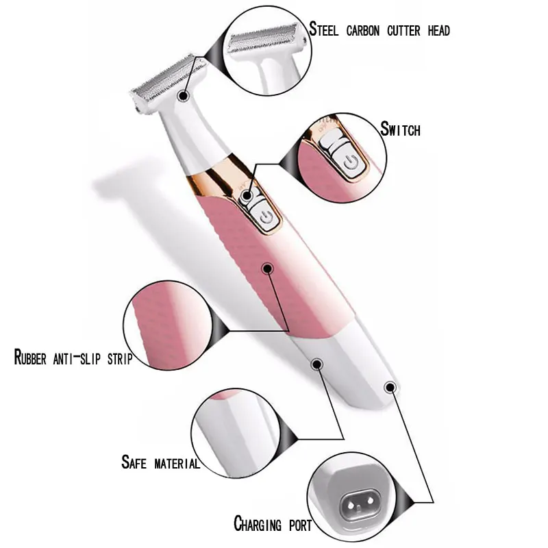 ماكينة حلاقة نسائية كهربائية قابلة للغسل وقابلة لإعادة الشحن من Kemei، ماكينة تشذيب شعر الوجه للسيدات والساق لكامل الجسم، ماكينة تشذيب بيكيني غير مؤلمة