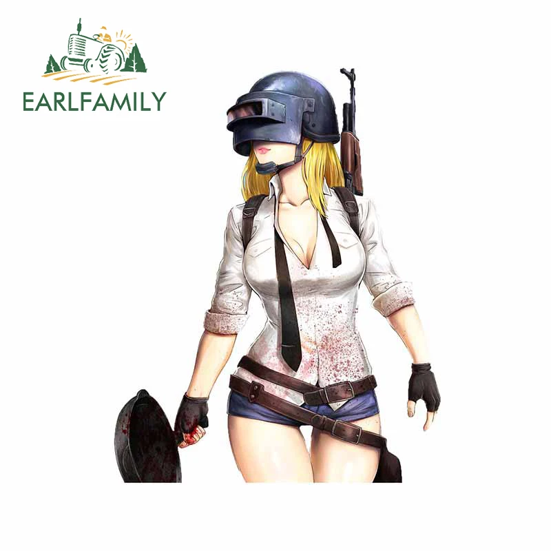 EARLFAMILY 13 سنتيمتر x 10.1 سنتيمتر لفتاة PUBG ملصقات السيارات جذع الزجاج الأمامي مائي دراجة نارية مقاوم للماء على الجليد الفينيل سيارة التفاف #1