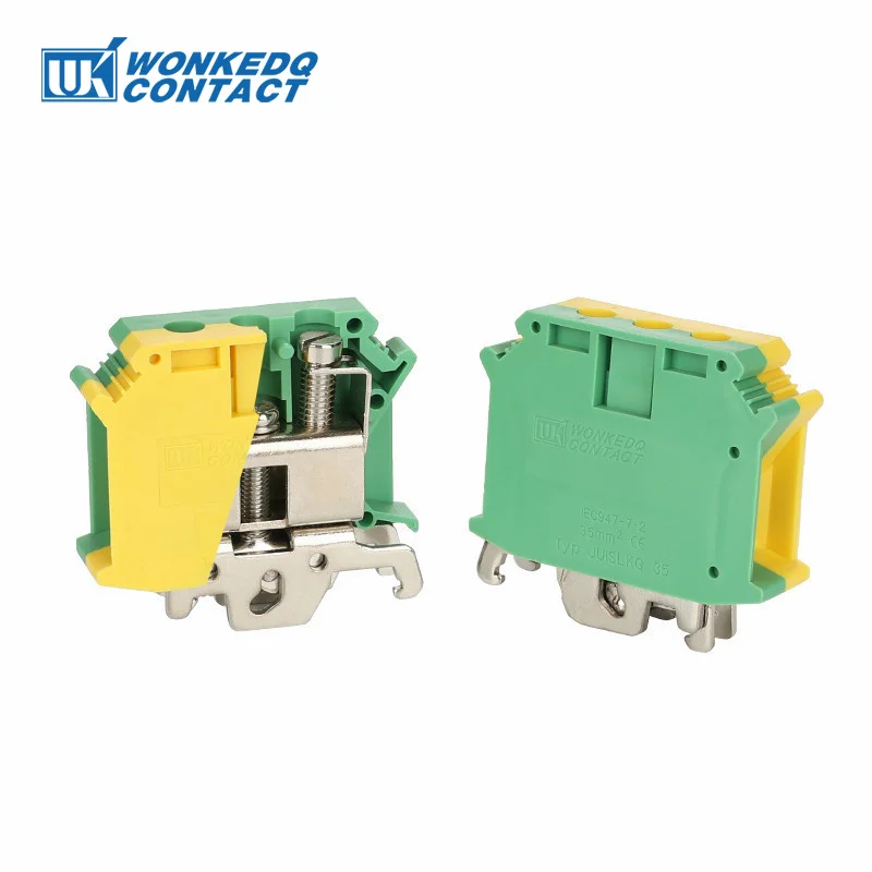 UISLKG-35 Ground Din Rail Terminal Block, 35mm²/2AWG Installation Screw Electric Wire Connector, Earth Grounding UISLKG35