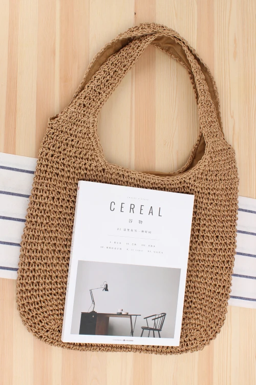 FOSIZZO Rattan Bag Women Fashion Design Summer Bag Casual Tote Shoulder Bag for Travel Beach Bag Raffia Bags FS5120